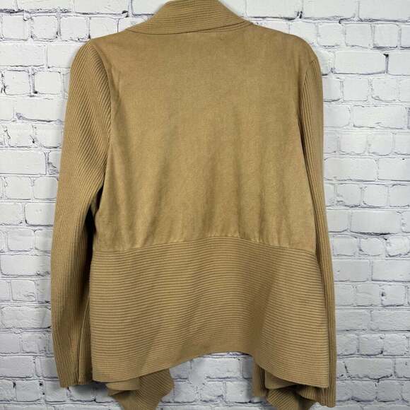 89th & Madison Long Sleeve Open-Front Duster Cardigan Sweater Tan Size PL - Picture 2 of 6